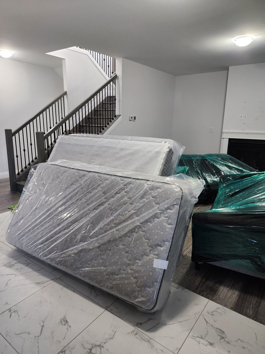 Furniture wrapped for moving and storage