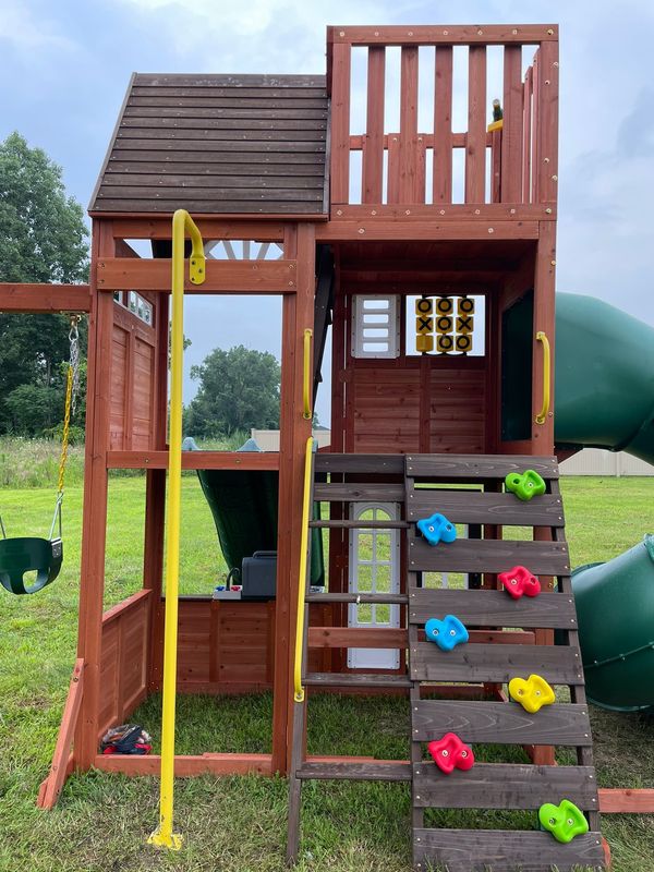 Assembled wooden play set