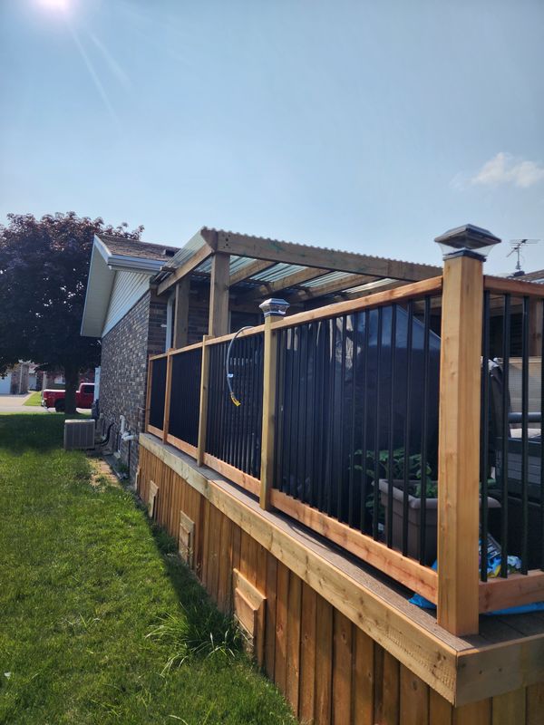 Raised deck with cedar railing