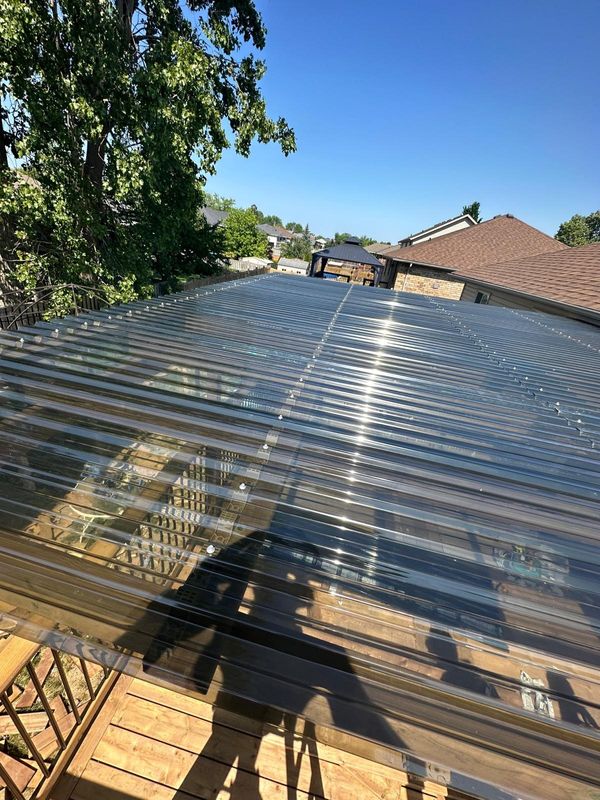 Clear polycarbonate pergola roof