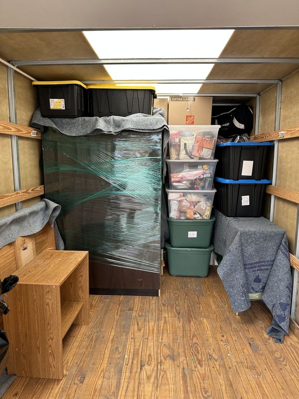 Loaded moving truck interior